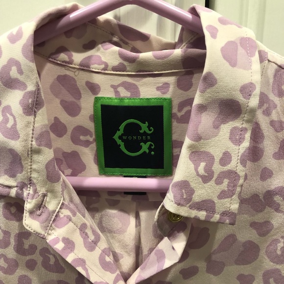 C Wonder purple leopard print button up - Picture 2 of 4